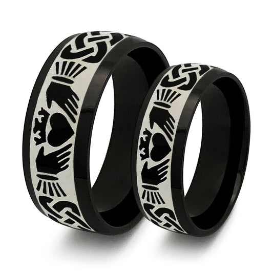 8MM/6MM Titanium Rings, Personalized His & Hers Couples Ring Set, Anniversary Ring Set TRB407