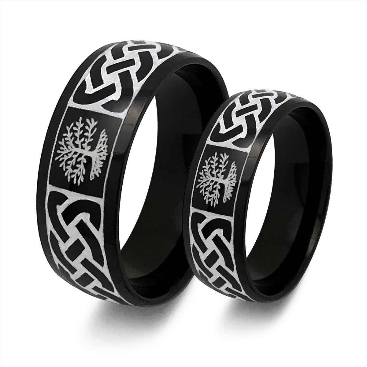 Titanium Rings, Personalized His & Hers Couples Ring Set, 8mm/6mm Anniversary Ring Set TRB406