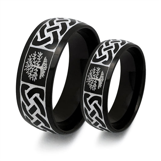 Titanium Rings, Personalized His & Hers Couples Ring Set, 8mm/6mm Anniversary Ring Set TRB406