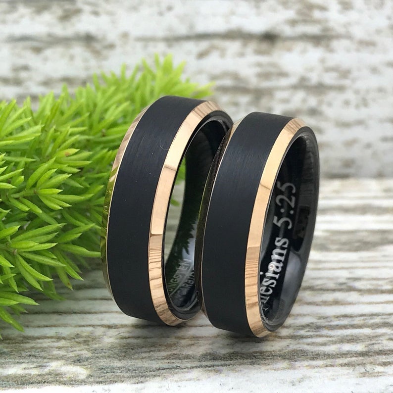 6mm His & Hers Couples Ring Set, Personalized Tungsten Rings, Couples Ring Set, Anniversary Ring Set TCR757