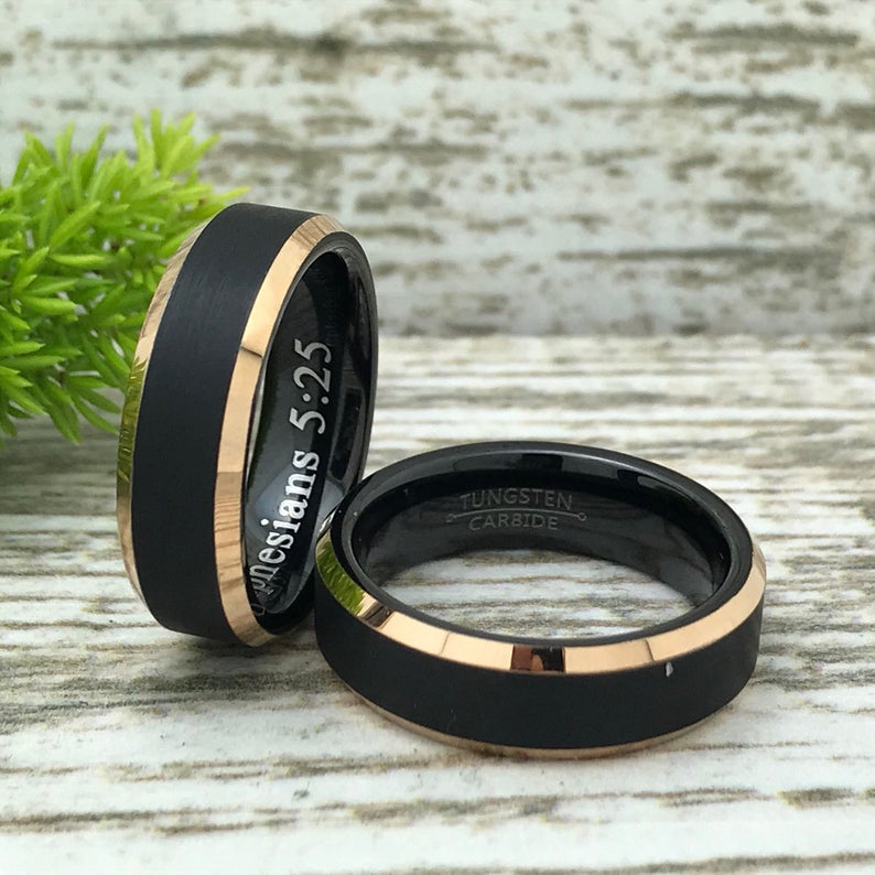 6mm His & Hers Couples Ring Set, Personalized Tungsten Rings, Couples Ring Set, Anniversary Ring Set TCR757