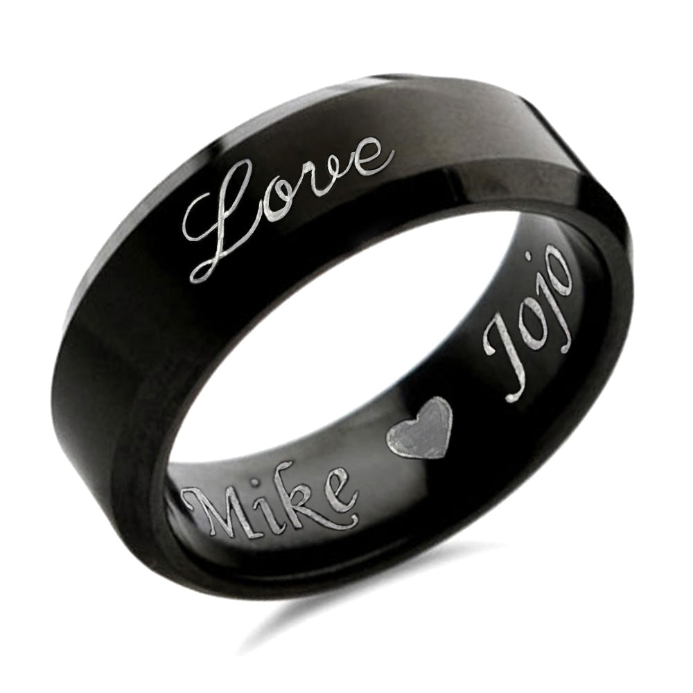 8mm Personalized Titanium Ring Wedding Band Matte Comfort Fit Ring for Men Women Customized Promise Ring Size 7-13 TRB071P