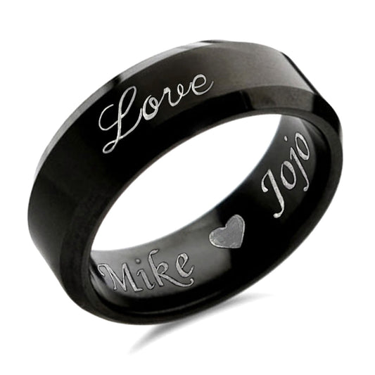 8mm Personalized Titanium Ring Wedding Band Matte Comfort Fit Ring for Men Women Customized Promise Ring Size 7-13 TRB071P