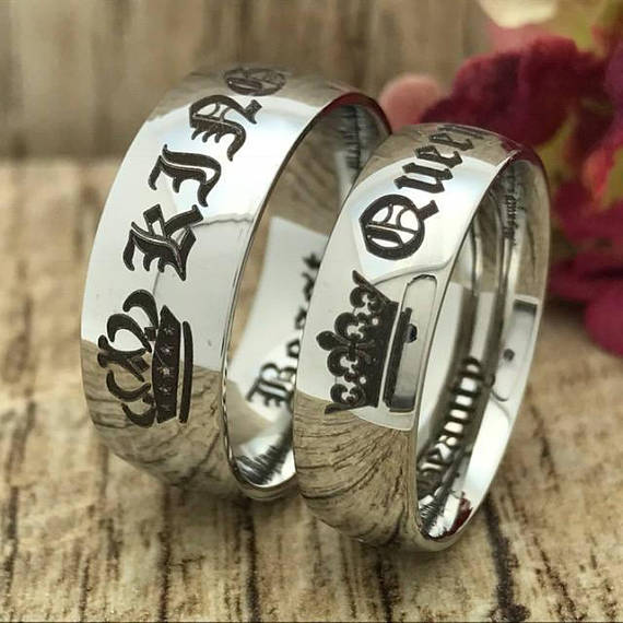8MM/6MM Titanium Wedding Rings, Personalized His & Hers Couples Ring Set, Anniversary Ring Set TRB218