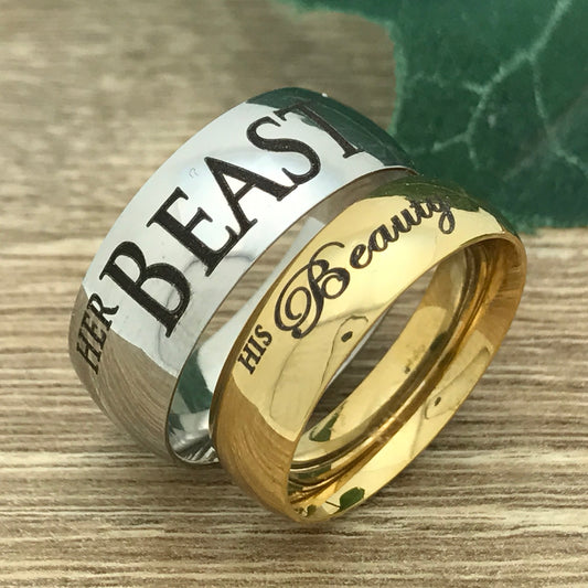 8MM/6MM Titanium Wedding Rings, Personalized His & Hers Couples Ring Set, Anniversary Ring Set TRB252