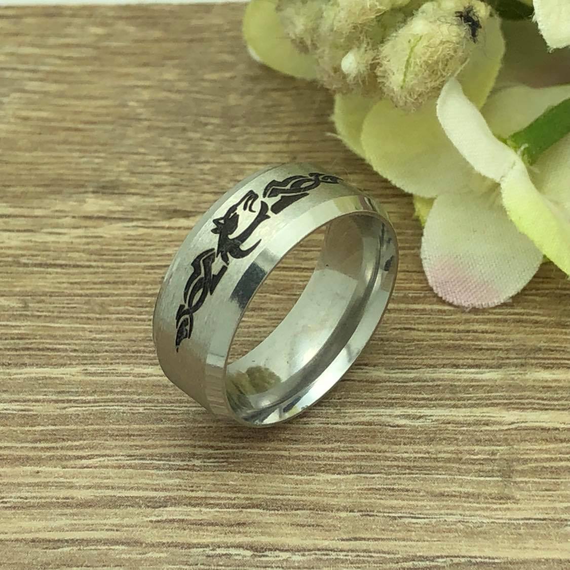 Wolf Ring, Titanium Ring, Personalized Titanium Ring, Anniversary Ring, Gift for Husband Dad
