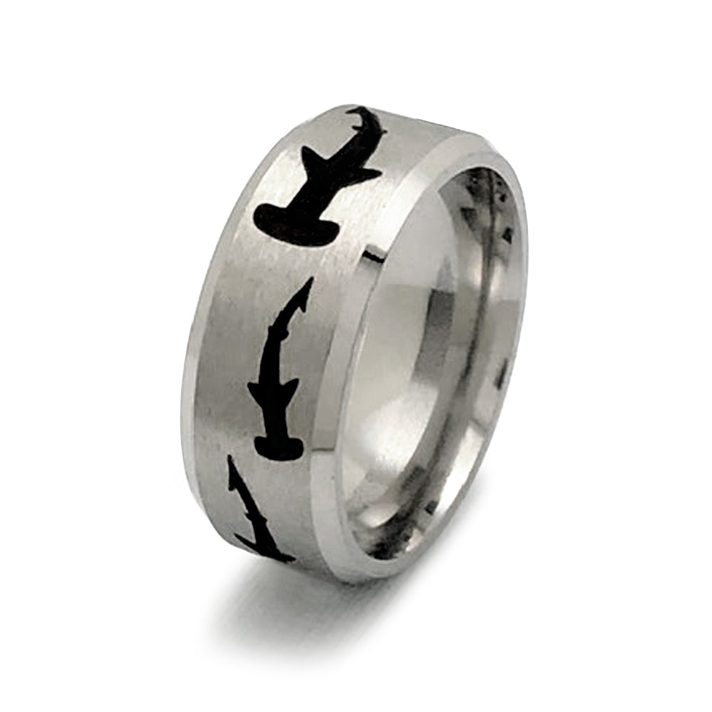 Hammerhead Shark Titanium Ring, Personalized Ring, Sea Shark Jewelry Ocean Gifts for Women Men TRB288