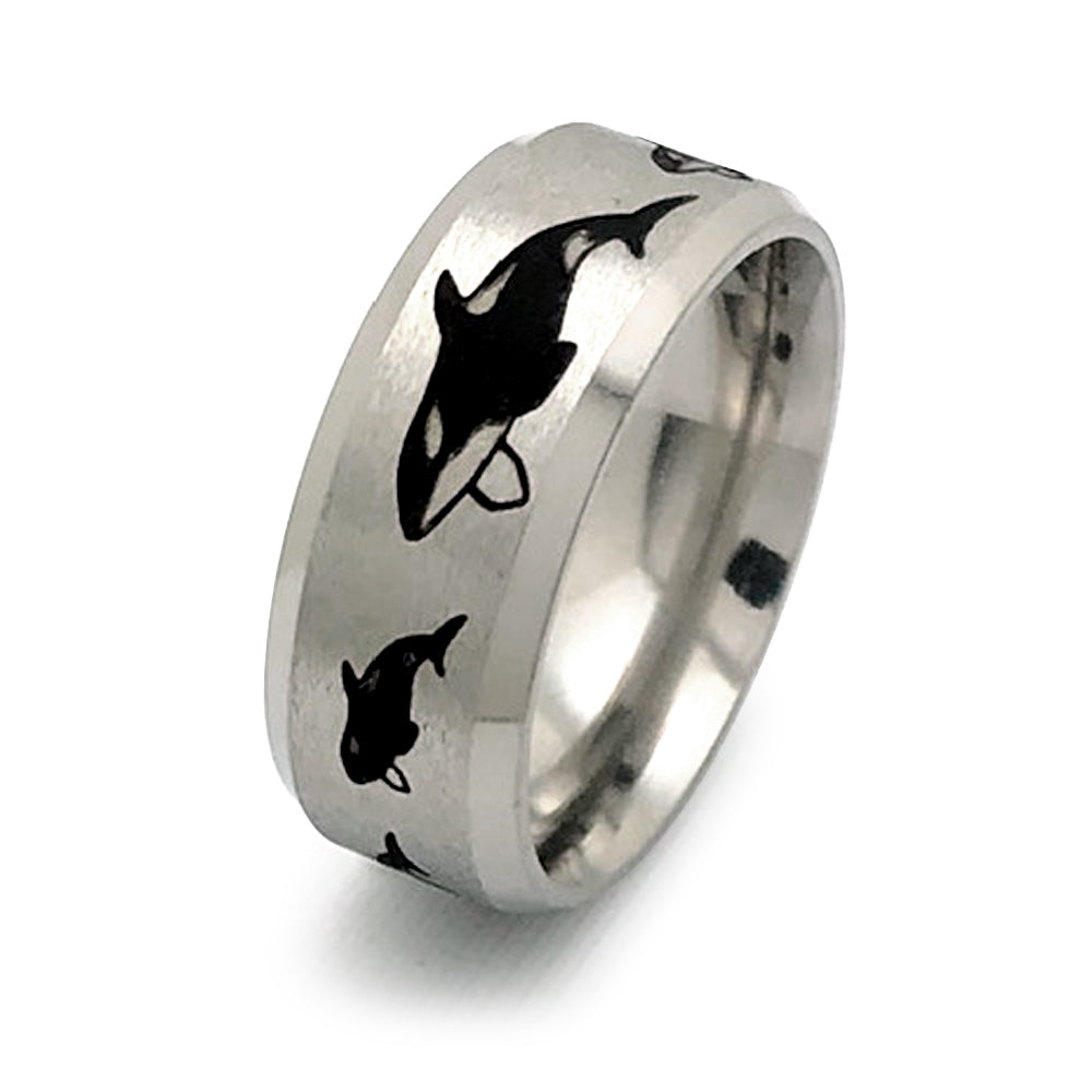 Orca Ring, Titanium Ring, Personalized Ring, Sea Shark Jewelry Ocean Gifts for Women Men TRB289