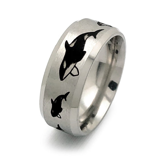Orca Ring, Titanium Ring, Personalized Ring, Sea Shark Jewelry Ocean Gifts for Women Men TRB289