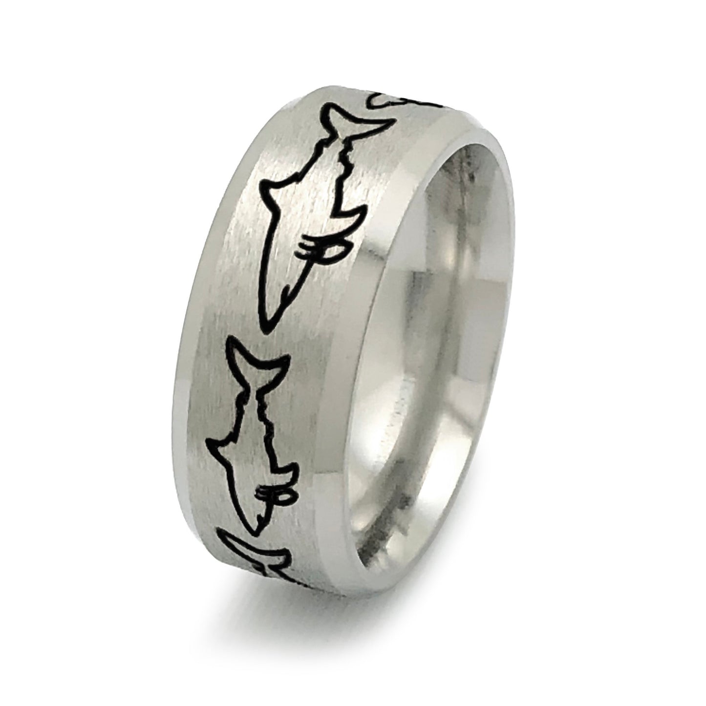Shark Ring, Titanium Ring, Personalized Ring, Sea Shark Jewelry Ocean Gifts for Women Men TRB290