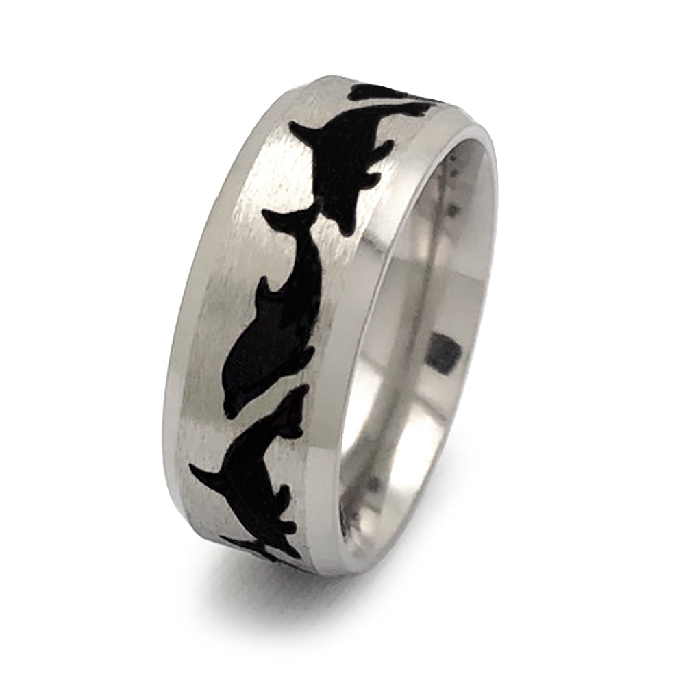 Dolphin Ring, Titanium Ring, Personalized Ring, Sea Jewelry Ocean Gifts for Women Men TRB292