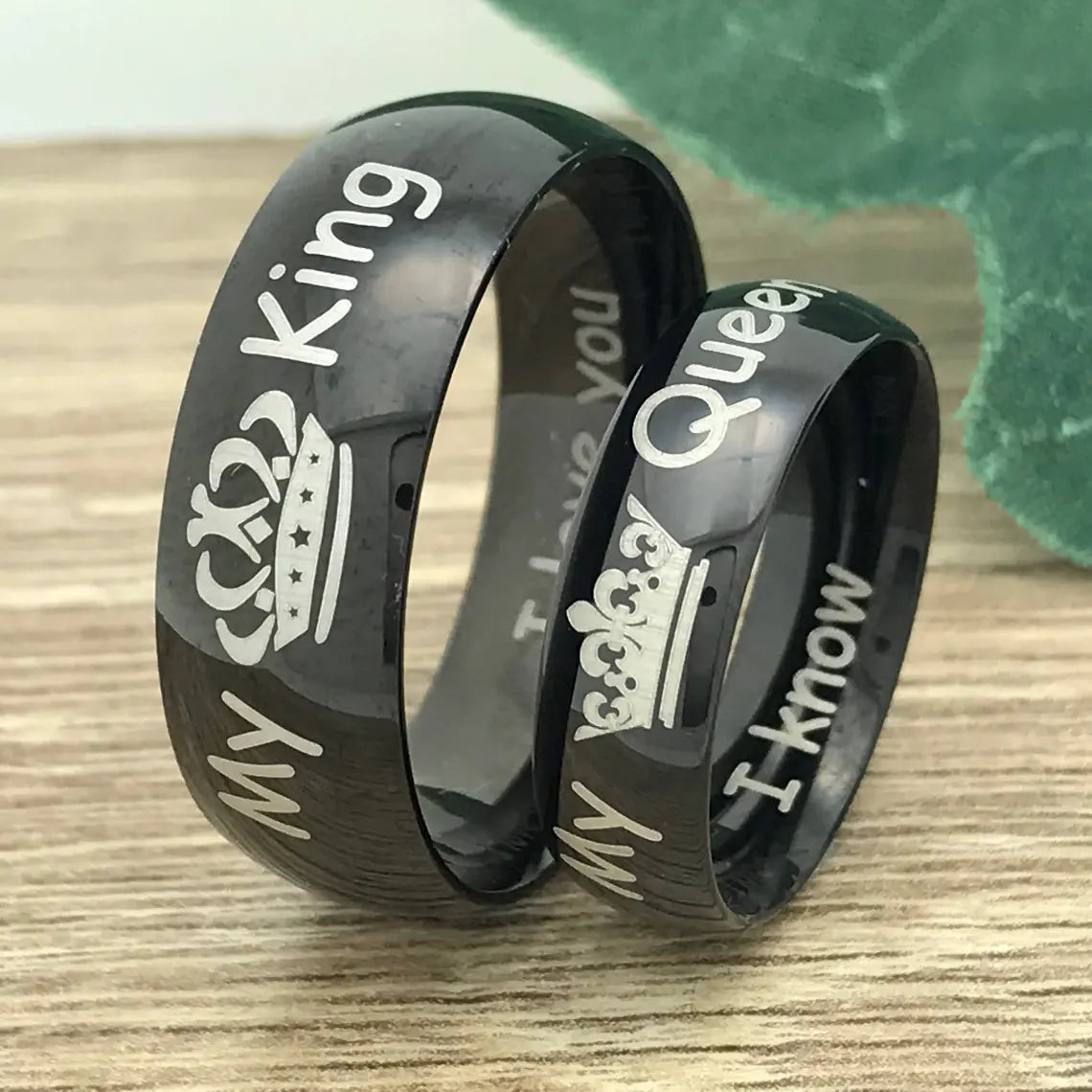 8MM/6MM Titanium Rings, Personalized His & Hers Couples Ring Set, Anniversary Ring Set TRB325