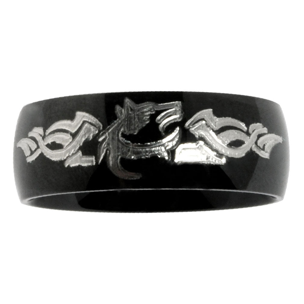 Wolf Ring, Titanium Ring, Personalized Titanium Ring, Anniversary Ring, Gift for Husband Dad TRB332