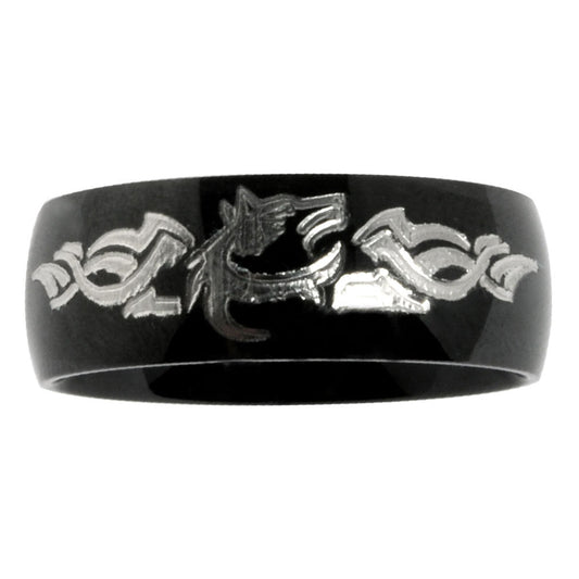 Wolf Ring, Titanium Ring, Personalized Titanium Ring, Anniversary Ring, Gift for Husband Dad TRB332