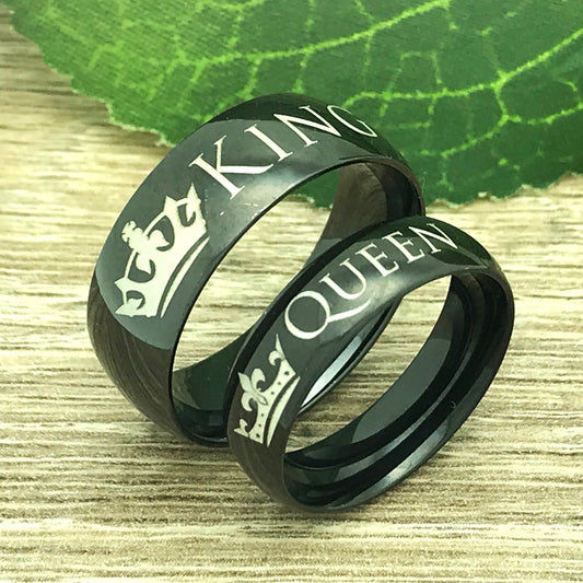 8MM/6MM Titanium Rings, Personalized His & Hers Couples Ring Set, Anniversary Ring Set TRB398